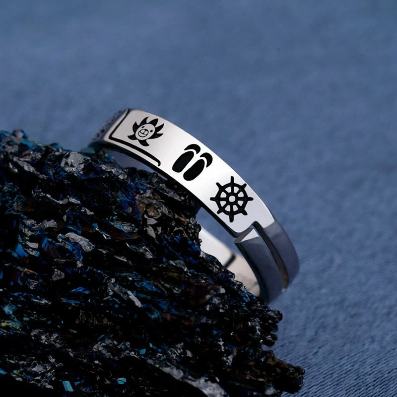 New One Piece Straw Hat Crew Silver Ring And Chain 3 New One Piece Straw Hat Crew Silver Ring And Chain - Image 3
