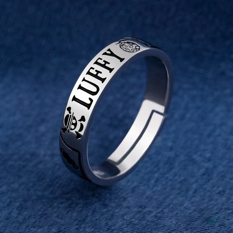 New One Piece Straw Hat Crew Silver Ring And Chain 1 New One Piece Straw Hat Crew Silver Ring And Chain