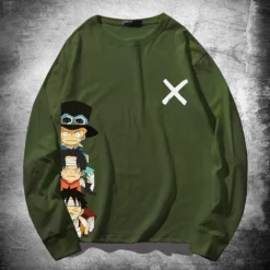 Circumtoy One Piece Cartoon Luffy, Ace And Sabo Crossmark Long-Sleeve Tee 13 Circumtoy One Piece Cartoon Luffy, Ace And Sabo Crossmark Long-Sleeve Tee -accessories outlet store Green 2048x
