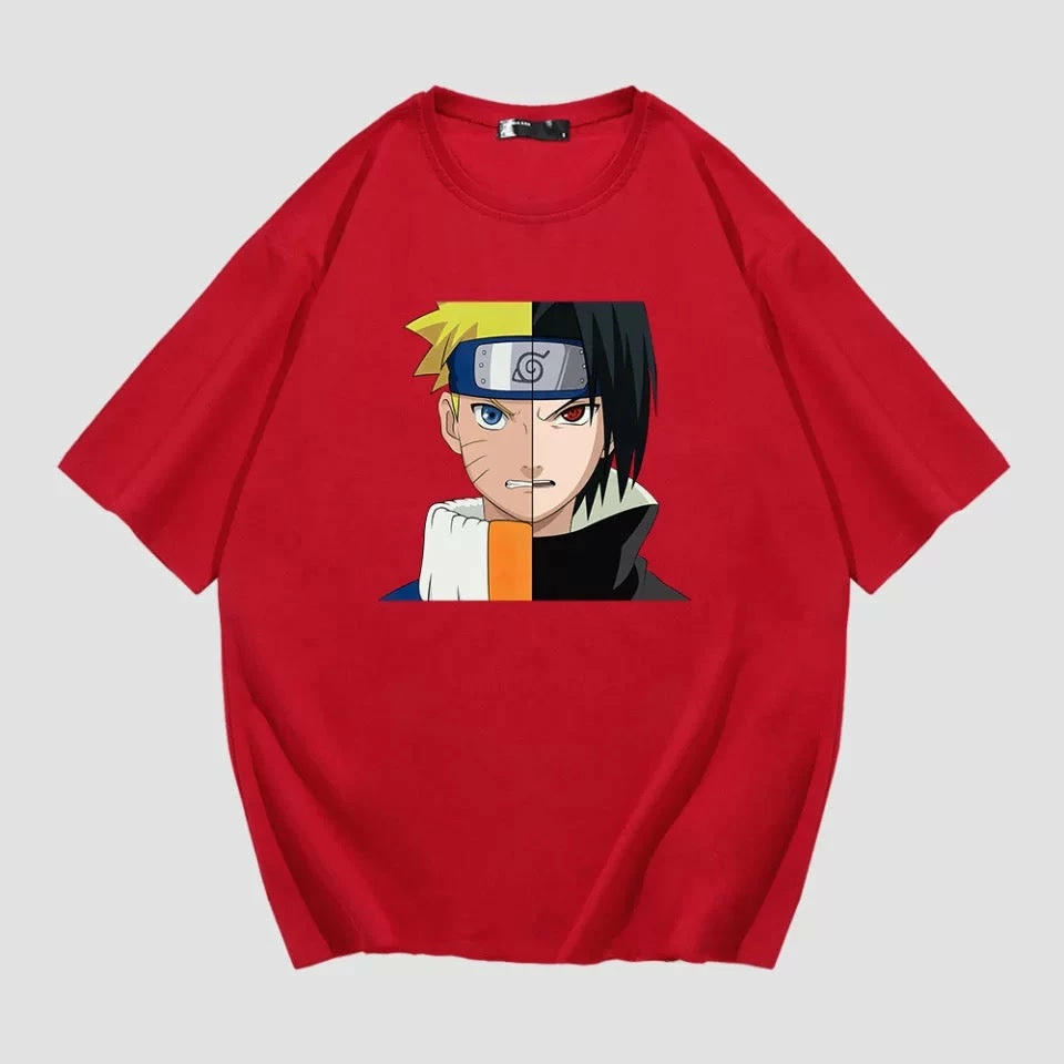 New Naruto Uzumaki And Sasuke Uchiha Half Face Summer T-shirt 4 New Naruto Uzumaki And Sasuke Uchiha Half Face Summer T-shirt - Image 4