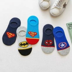 Circumtoy Kid's Superheroes Calf & Ankle & No-show Liner Socks 5-Pack