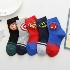 Circumtoy Kid's Superheroes Calf & Ankle & No-show Liner Socks 5-Pack -accessories outlet store IMG 2315 2048x