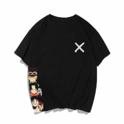 Circumtoy One Piece Cartoon Luffy, Ace And Sabo Crossmark Summer T-shirt