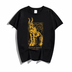 New Saint Seiya 12 Gold Saints Constellation Black Summer T-shirt