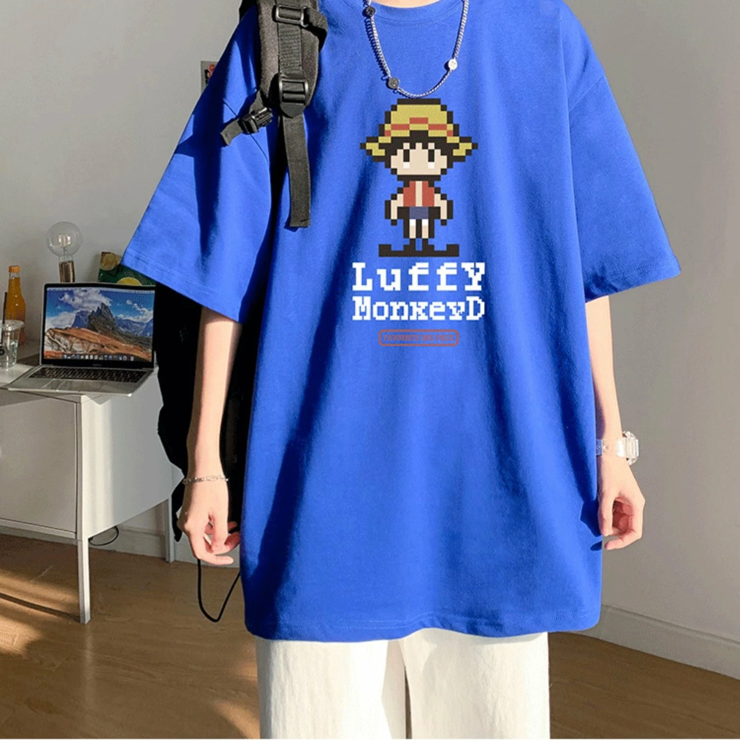 New Cute Monkey D. Luffy Pixel Summer T-shirt 3 New Cute Monkey D. Luffy Pixel Summer T-shirt - Image 3