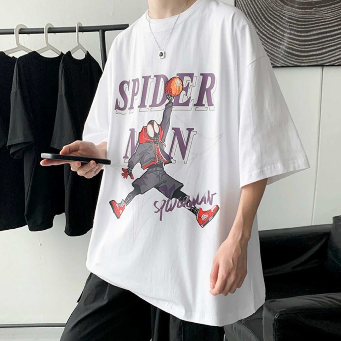 New Spider-Man Playing Basketball Summer T-shirt 6 New Spider-Man Playing Basketball Summer T-shirt - Image 6