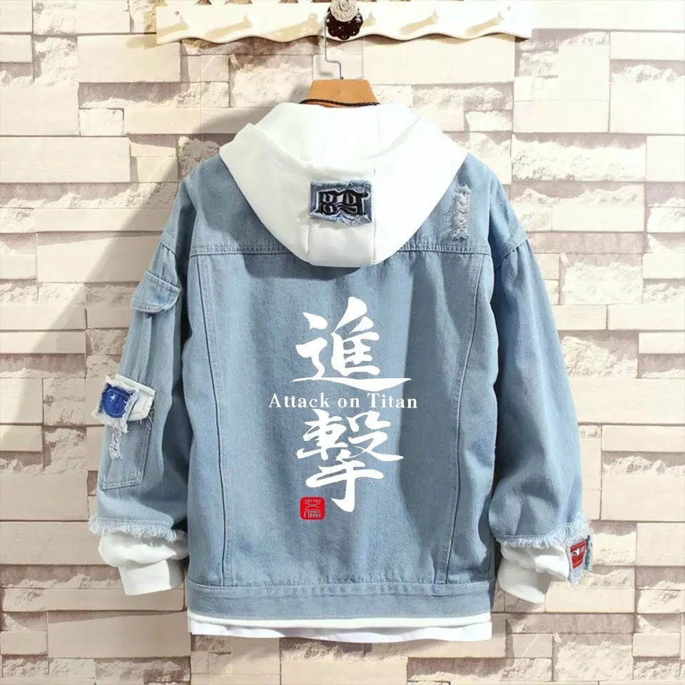 New Attack On Titan Stylish Hooded Denim Jacket 3 New Attack On Titan Stylish Hooded Denim Jacket - Image 3