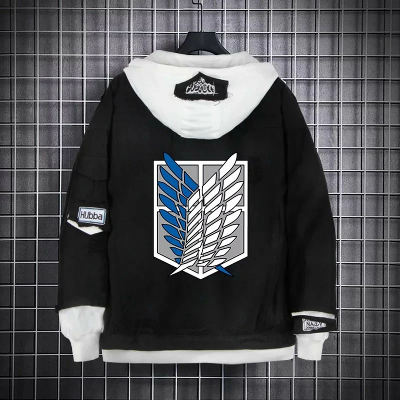 New Attack On Titan Black Layered Hooded Denim Jacket 1 New Attack On Titan Black Layered Hooded Denim Jacket
