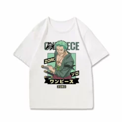 New One Piece Character With Logo White Summer T-shirt