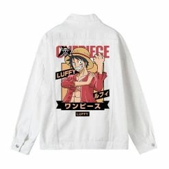Circumtoy One Piece Character Printing White Denim Jacket