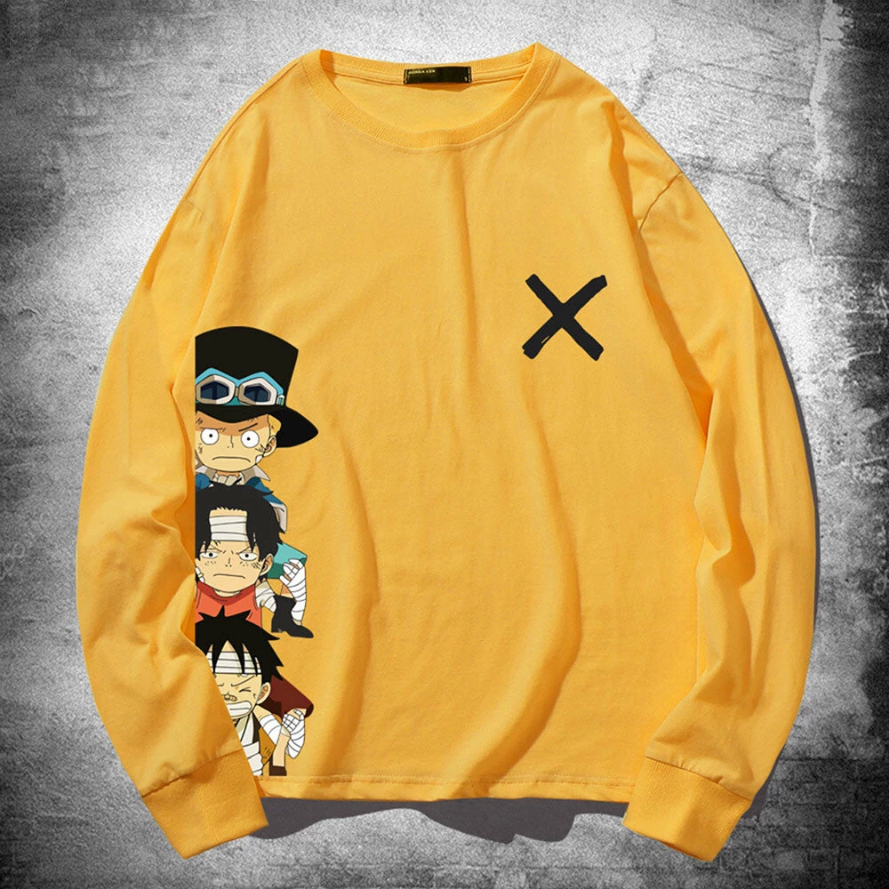Circumtoy One Piece Cartoon Luffy, Ace And Sabo Crossmark Long-Sleeve Tee 3 Circumtoy One Piece Cartoon Luffy, Ace And Sabo Crossmark Long-Sleeve Tee - Image 3