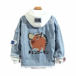 New Chainsaw Man Stylish Hooded Denim Jacket