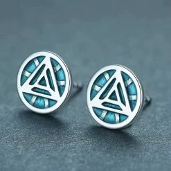 Circumtoy Iron Man Arc Reactor & Captain America Shield Silver Earrings