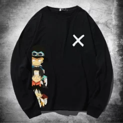 Circumtoy One Piece Cartoon Luffy, Ace And Sabo Crossmark Long-Sleeve Tee