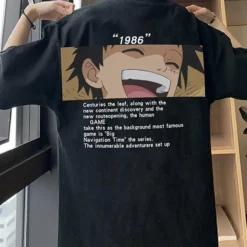 New One Piece Stampede Monkey D.Luffy Squinting With Smiling T-shirt -accessories outlet store blackback 2048x