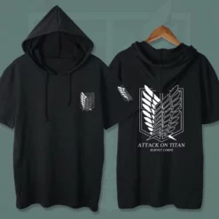 New Attack On Titan Symbol Hooded Summer T-shirt -accessories outlet store blacklogo 2048x