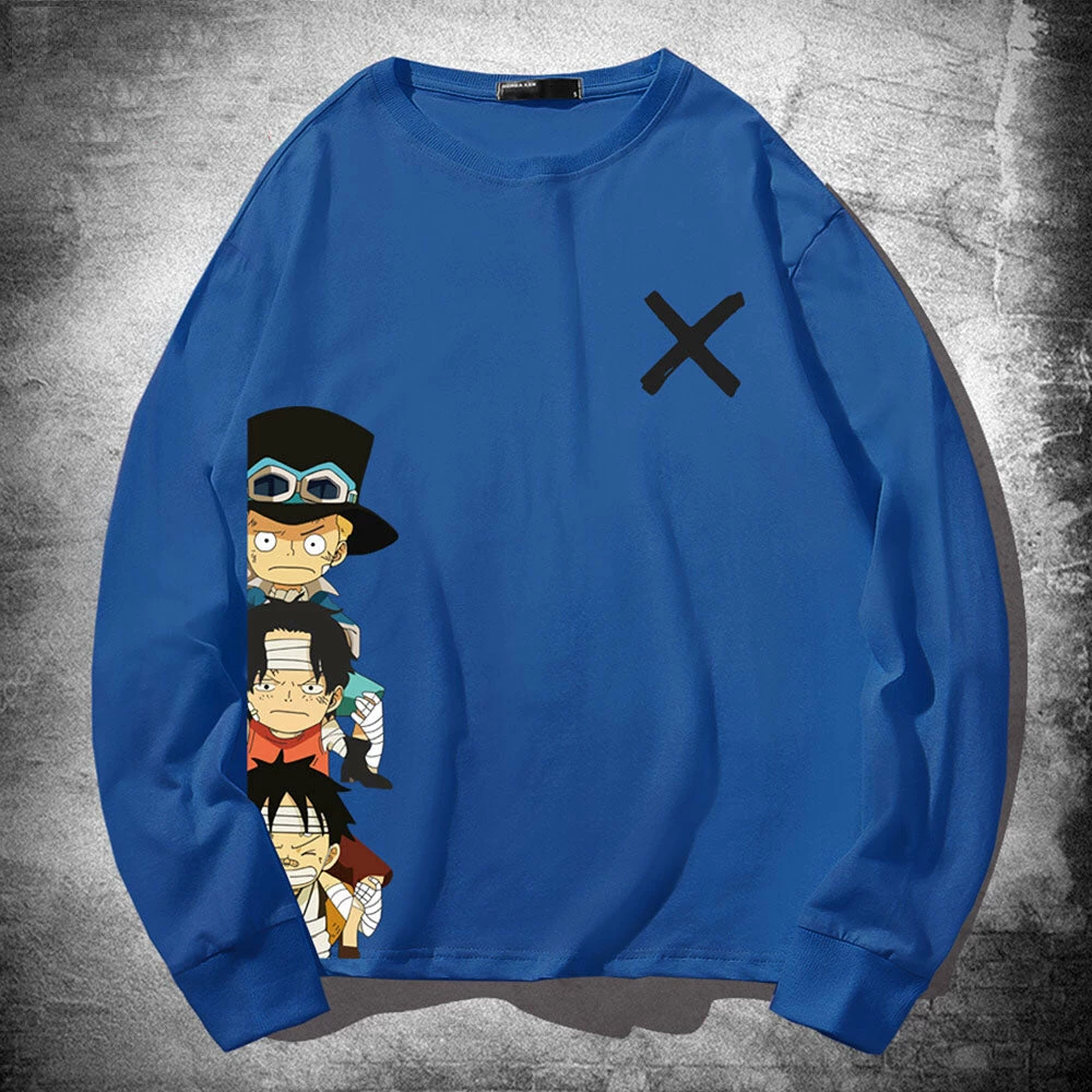 Circumtoy One Piece Cartoon Luffy, Ace And Sabo Crossmark Long-Sleeve Tee 5 Circumtoy One Piece Cartoon Luffy, Ace And Sabo Crossmark Long-Sleeve Tee - Image 5
