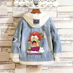 Circumtoy One Piece Stylish Hooded Denim Jacket - Character Pattern
