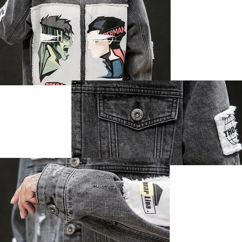 New Marvel Hulk VS Spider-Man Men Denim Patch Jacket 4 New Marvel Hulk VS Spider-Man Men Denim Patch Jacket - Image 4