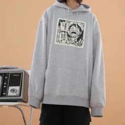 New One Piece Stampede Anime Monkey D. Luffy Yelling Hoodie -accessories outlet store greyluffyhoodie 2048x