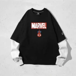 New Spider-Man Loose Fit Double Layer Long Sleeves T-shirt -accessories outlet store hanged black 2048x