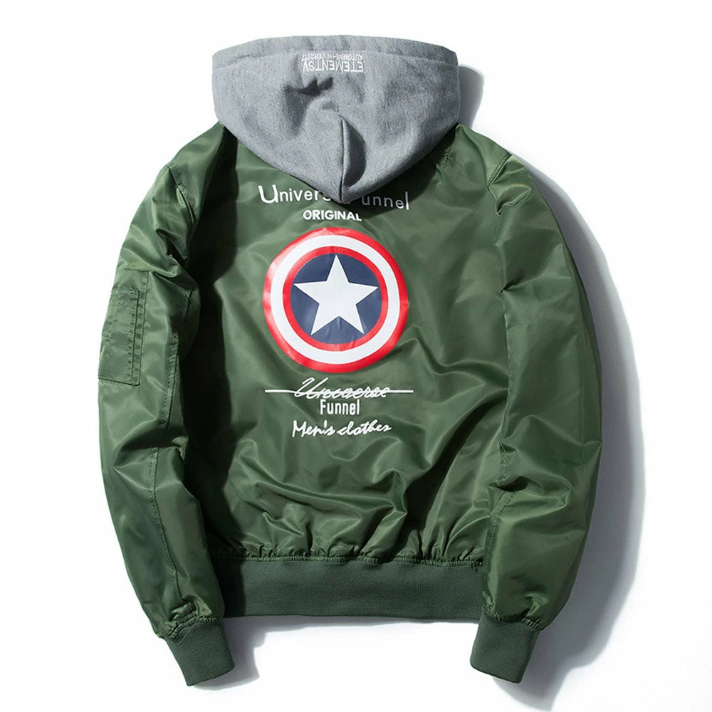 New Captain America Unisex Baseball Jacket With Hood 3 New Captain America Unisex Baseball Jacket With Hood - Image 3