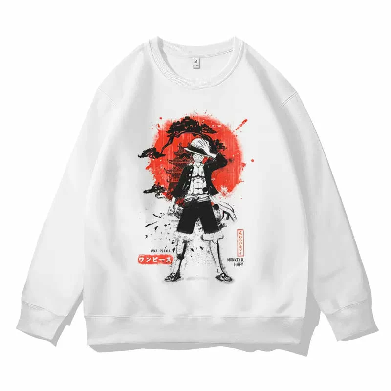 New Zoro, Luffy And Sanji Watercolor Style White Sweatshirt 5 New Zoro, Luffy And Sanji Watercolor Style White Sweatshirt - Image 5