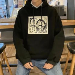 New One Piece Stampede Anime Monkey D. Luffy Yelling Hoodie -accessories outlet store luffyblacksweatshirt 2048x