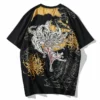 New Naruto Kurama With Chrysanthemum Embroidery Summer T-shirt
