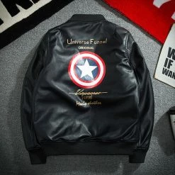 Circumtoy Captain America PU Leather Baseball Hooded Jacket -accessories outlet store no hood black 2048x