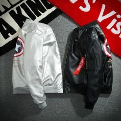 Circumtoy Captain America PU Leather Baseball Hooded Jacket -accessories outlet store no hood jacket 2048x