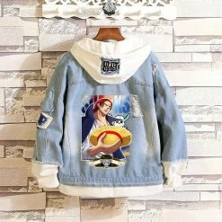 Circumtoy One Piece Stylish Hooded Denim Jacket - Character Pattern -accessories outlet store shanks1 2048x
