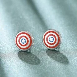 Circumtoy Iron Man Arc Reactor & Captain America Shield Silver Earrings -accessories outlet store shiled1 2048x