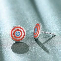 Circumtoy Iron Man Arc Reactor & Captain America Shield Silver Earrings -accessories outlet store shiled2 2048x