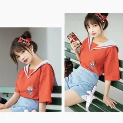 New Chibi Avengers Sailor Collar Short Sleeves Tee