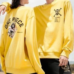 New Chibi Straw Hat Crew Pullover Yellow Sweatshirt