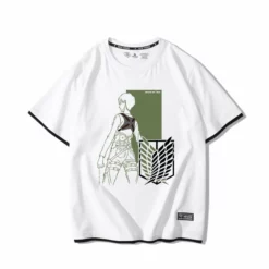 New Levi Ackerman & Eren Yeager Battling Double Hem Summer T-shirt -accessories outlet store whiteeren f8350d15 45ff 468f b1c2 55a74b1ac48b 2048x