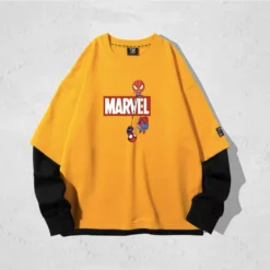 New Spider-Man Loose Fit Double Layer Long Sleeves T-shirt -accessories outlet store yellow3 2048x