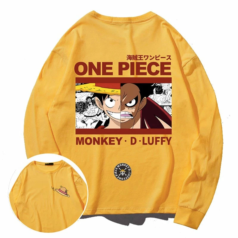 New Monkey D. Luffy Double-Faced Long Sleeve T-shirt 3 New Monkey D. Luffy Double-Faced Long Sleeve T-shirt - Image 3