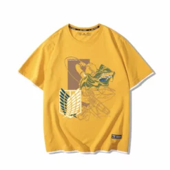 New Levi Ackerman & Eren Yeager Battling Double Hem Summer T-shirt -accessories outlet store yellowlevi 2048x