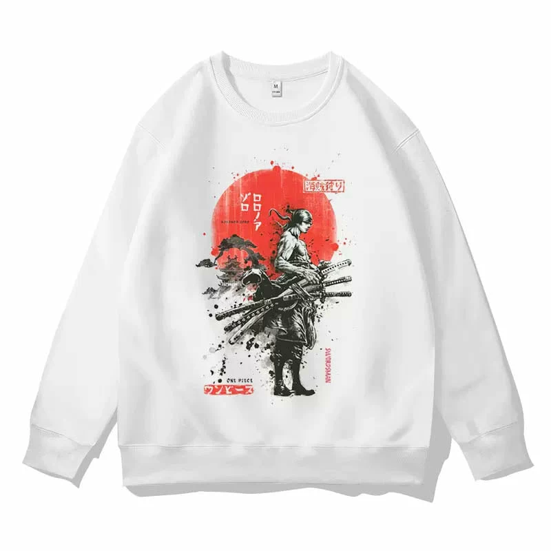 New Zoro, Luffy And Sanji Watercolor Style White Sweatshirt 4 New Zoro, Luffy And Sanji Watercolor Style White Sweatshirt - Image 4