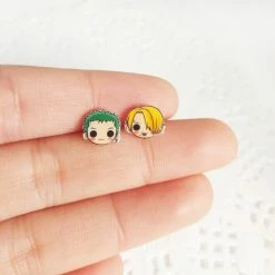 New One Piece Straw Hat Crew Silver Stud Earrings -accessories outlet store zoro sanji 2048x